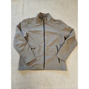 Devon Jones Jacket Coat Mens LARGE Grey Full Zip Logo